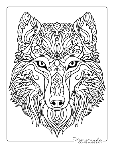 Wolf Coloring Pages Realistic Wolf Mandala