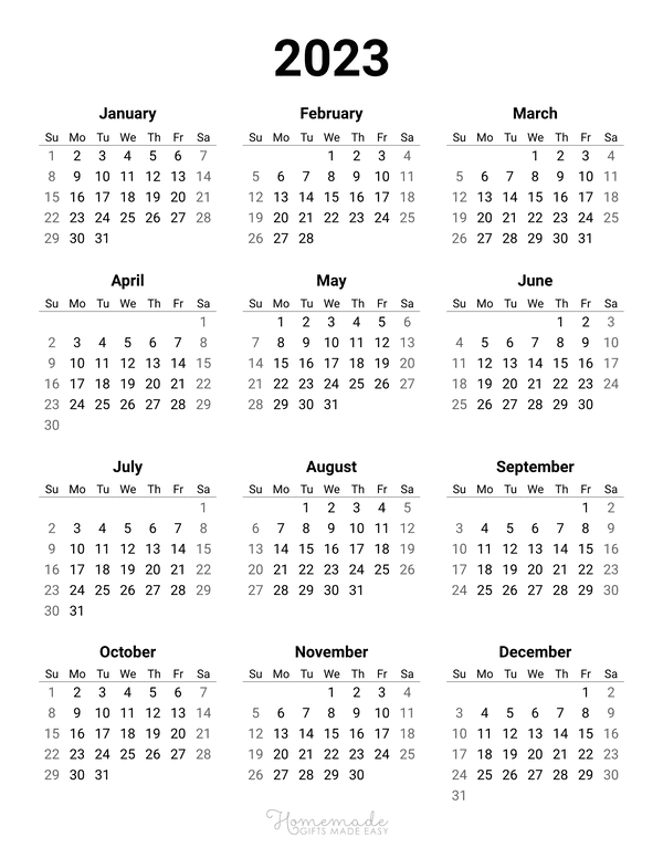 Free Yearly Calendar Printables for 2023, 2024, 2025 and beyond!